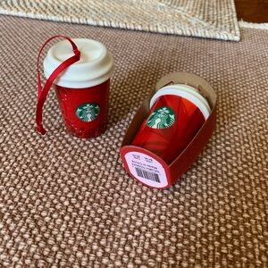 STARBUCKS 2022 Red Holiday Cup Ornament – Set of 2 (Different Designs)